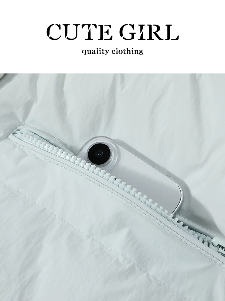 Áo khoác màu xanh lam phong cách Hàn Quốc có khăn choàng và cổ đứng dành cho nữ, mùa thu đông, áo khoác cotton thanh lịch, rộng rãi, giản dị, đa năng