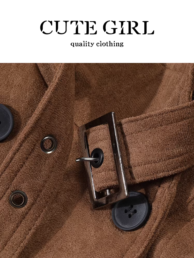 Áo khoác da lộn màu caramel phong cách CuteGirl Melard dành cho nữ, thiết kế mùa thu, áo khoác da biker rộng rãi và đa năng.