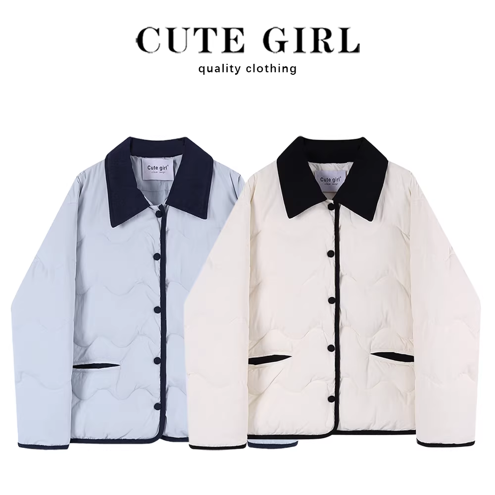 Áo khoác lông vũ nhỏ nhắn màu trắng của CuteGirl, áo khoác lông vũ cao cấp, siêu đẹp, nhẹ dành cho nữ, phong cách mới mùa đông 2024