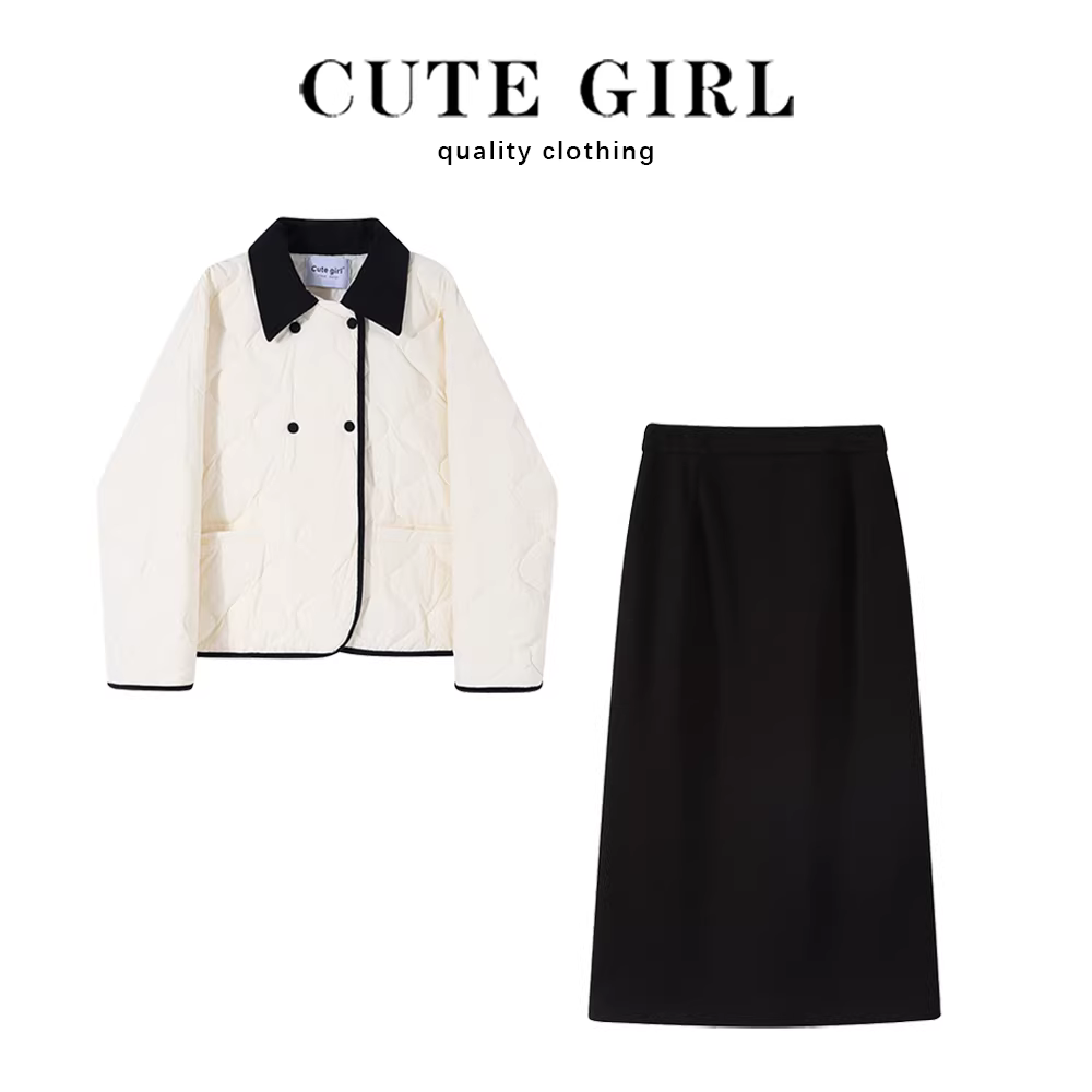 Váy len đen CuteGirl dành cho nữ, kiểu dáng ôm dáng chữ A dài trung bình, mới thu đông 2025