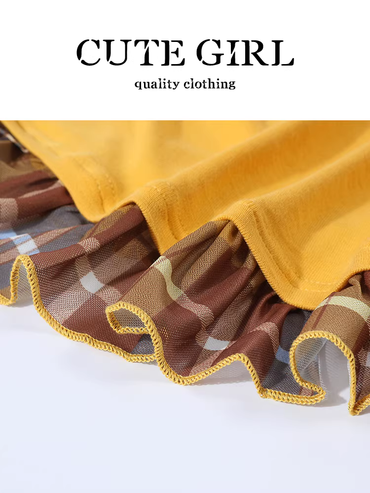 Áo thun ngắn tay giả hai mảnh kiểu Hàn Quốc dễ thương dành cho nữ, thiết kế mùa hè với áo thun có eo thon