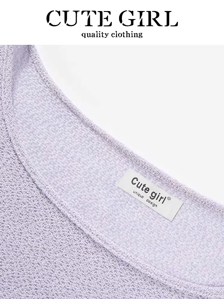 CuteGirl phong cách dịu dàng váy dây màu tím thiết kế mùa xuân dành cho nữ áo có dây rút eo bộ đồ hai mảnh