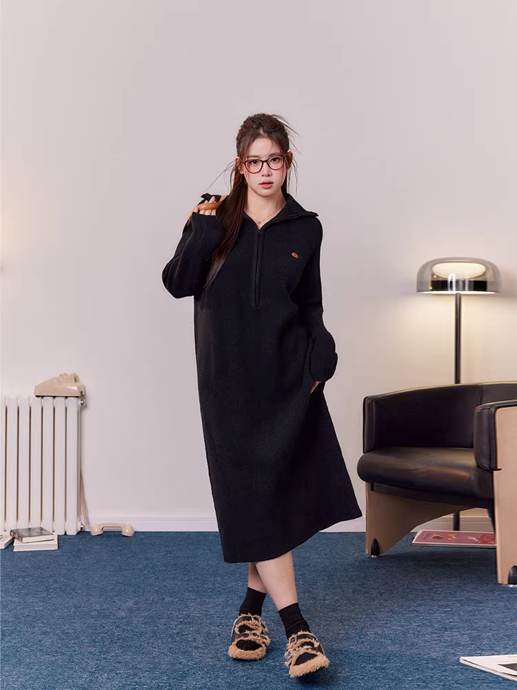 Quần áo nữ cỡ lớn của Zhang Daren, váy che kín người, bộ thời trang áo vest xếp lớp kiểu Hàn Quốc ấm áp.