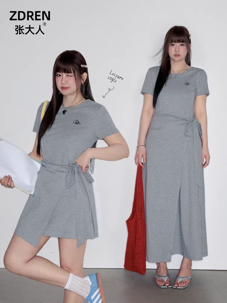 Quần áo mùa hè mới năm 2025 của Zhang Daren dành cho nữ cỡ lớn, kiểu dáng Hàn Quốc, ôm dáng, thiết kế giản dị, dành cho các cô gái hơi mũm mĩm.