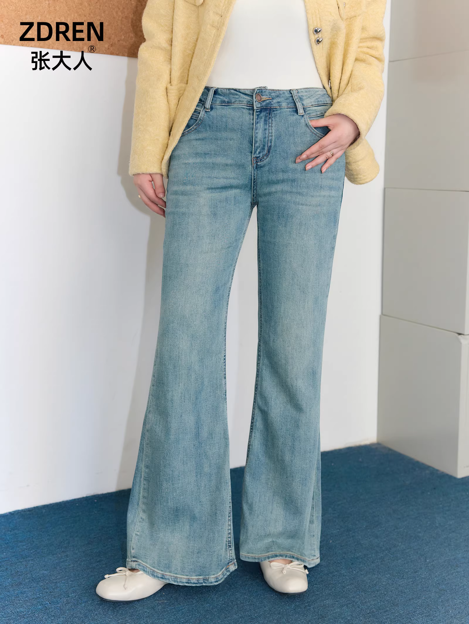 Quần áo nữ cỡ lớn dành cho người lớn, chất liệu denim đã qua xử lý, kiểu dáng ôm dáng, che phủ cơ thể, quần hơi cay, quần jean cạp cao.