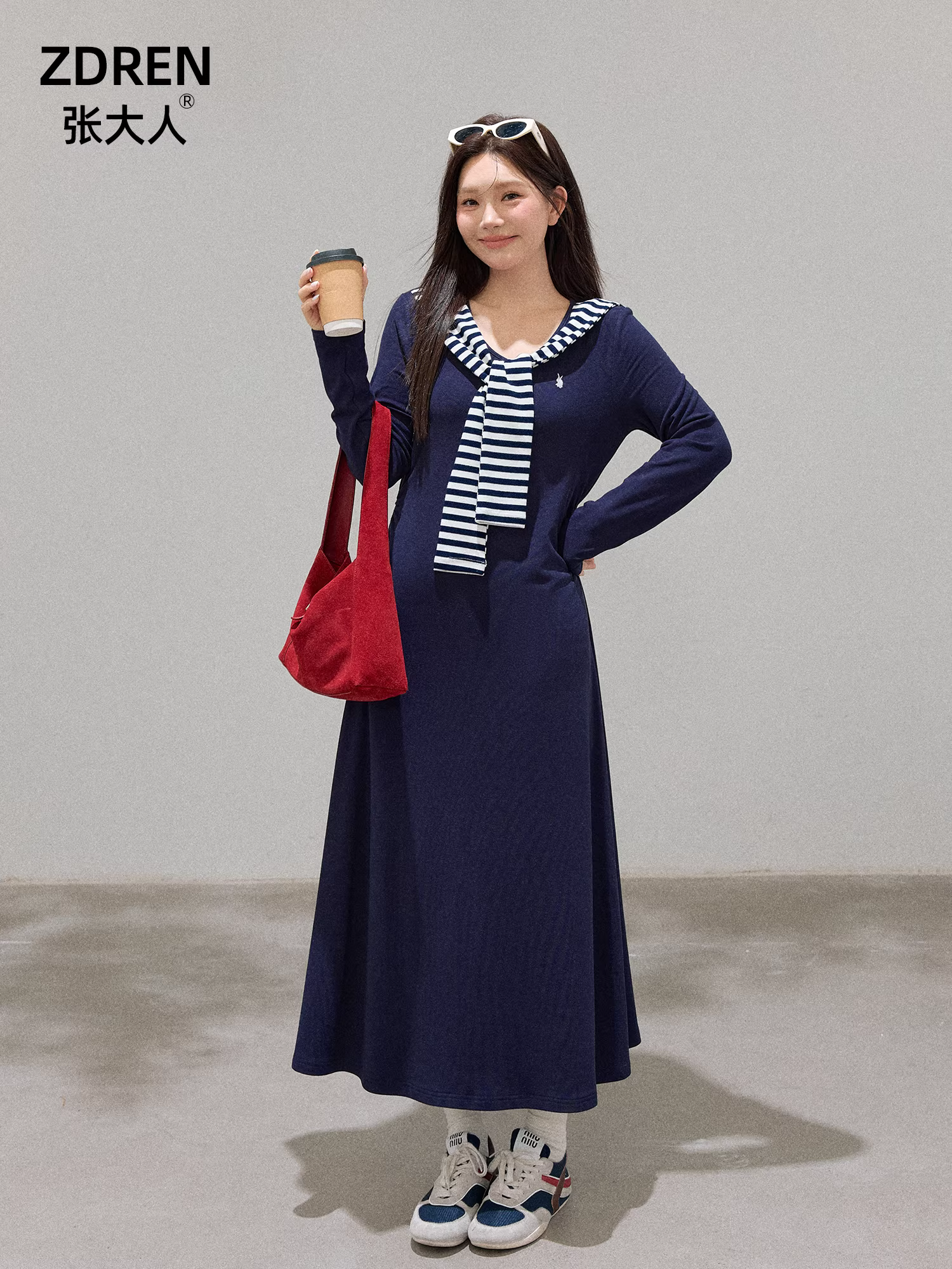 Quần áo nữ cỡ lớn dành cho người lớn, váy tôn dáng hình quả lê, trang phục thường ngày kiểu Hàn Quốc, váy chữ A.