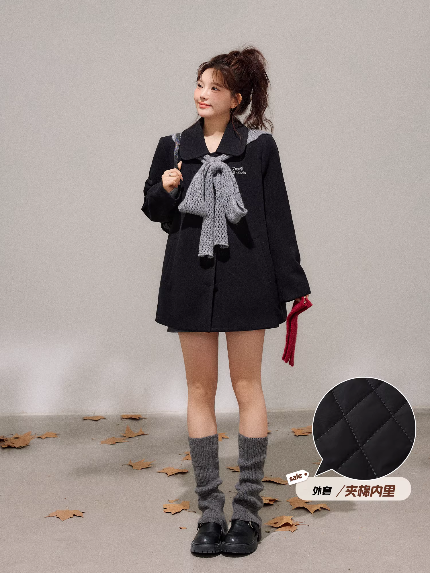 Bộ quần áo len dáng dài màu xanh đậm phong cách Hàn Quốc dành cho phụ nữ cỡ lớn, mùa đông, giúp thon gọn dáng người, dành cho các cô gái mũm mĩm.