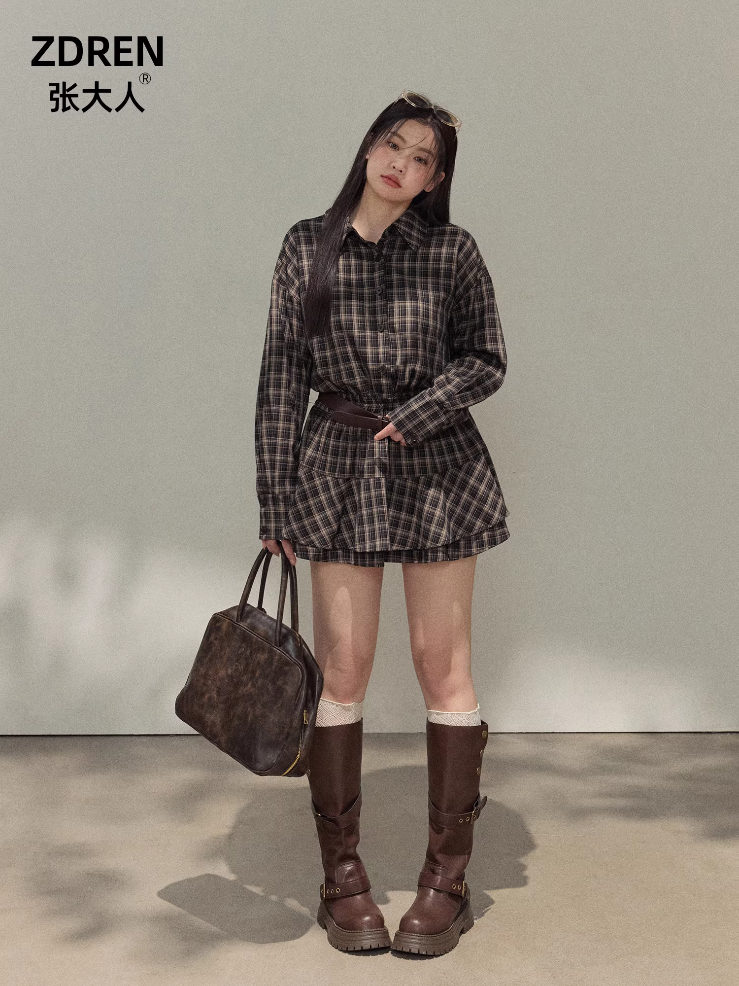 Quần áo nữ cỡ lớn dành cho người lớn, đầm kiểu dáng thanh lịch và tôn dáng dành cho phụ nữ hơi mũm mĩm, đầm sơ mi họa tiết phong cách cổ điển Anh.