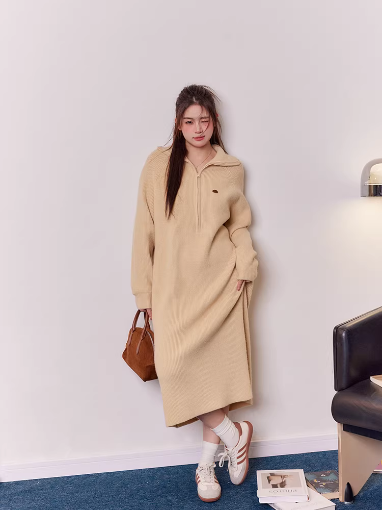 Quần áo nữ cỡ lớn của Zhang Daren, váy che kín người, bộ thời trang áo vest xếp lớp kiểu Hàn Quốc ấm áp.