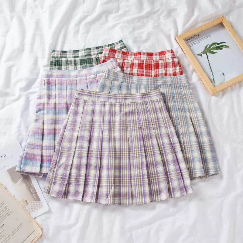 Váy kiểu học sinh JK, váy xếp ly kẻ caro TB, váy nữ size lớn, váy mùa hè cho người mập, váy ngắn chữ A thời trang đa năng