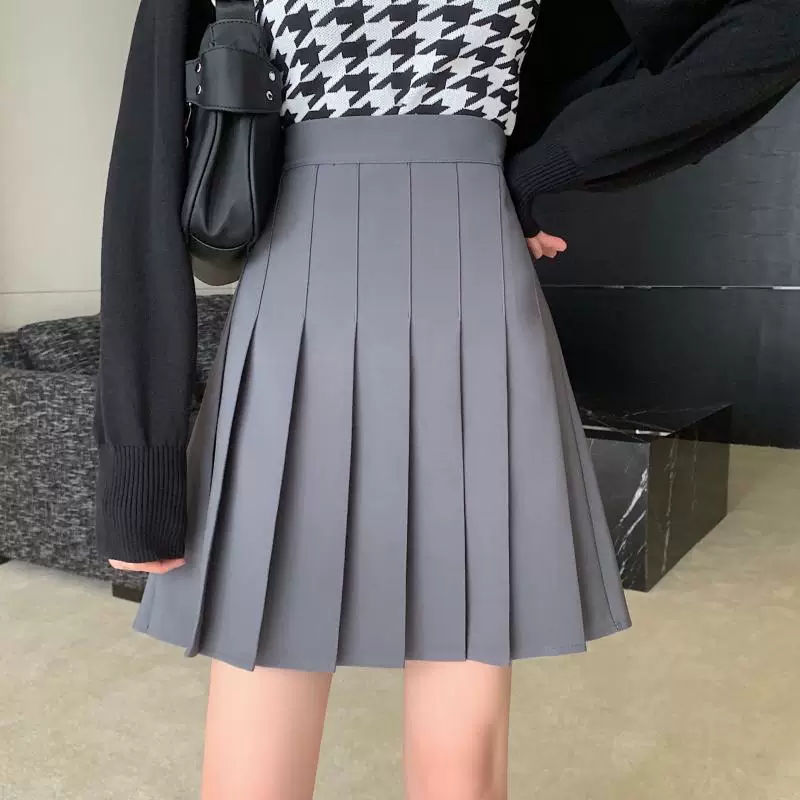 Váy xếp ly dài ngang đùi, cạp cao, size lớn cho nữ, kiểu học sinh mùa hè, chống lộ, dáng chữ A tôn dáng.