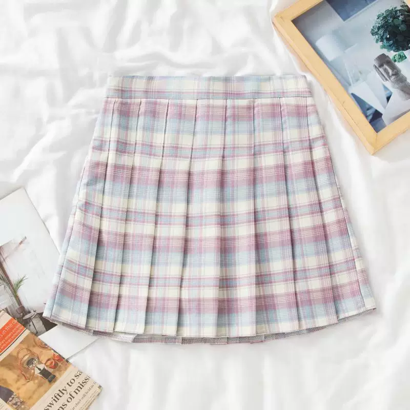 Váy kiểu học sinh JK, váy xếp ly kẻ caro TB, váy nữ size lớn, váy mùa hè cho người mập, váy ngắn chữ A thời trang đa năng