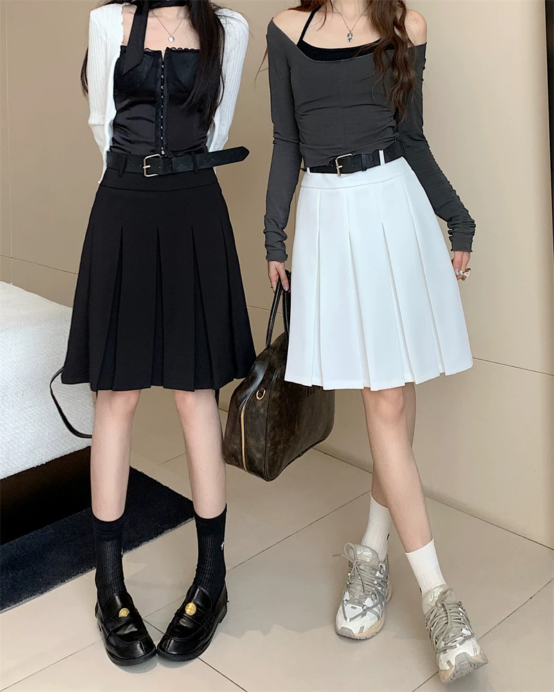 Váy xếp ly cao cấp cỡ lớn dành cho nữ, váy ngắn dáng chữ A cạp cao tôn dáng mùa xuân hè với thiết kế tinh tế, phong cách preppy.