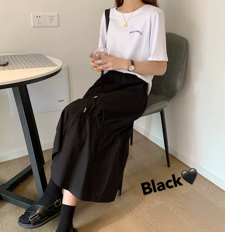 Váy dây rút lưng cao không đều kiểu dáng plus-size che bụng, váy chữ A dáng rộng mùa hè giúp thon gọn, váy quần thời trang dành cho nữ.