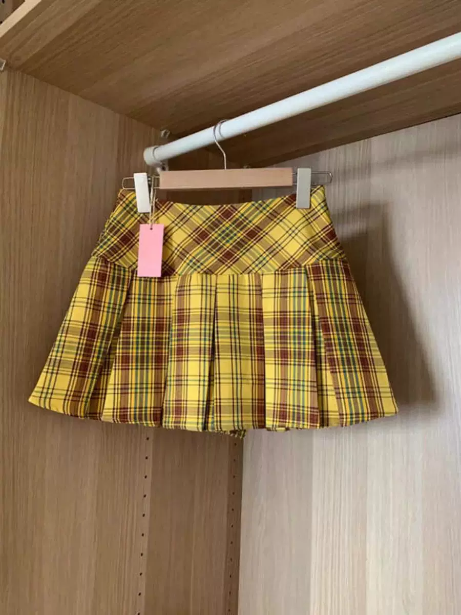 Váy xếp ly cỡ lớn dành cho nữ, váy JK kẻ sọc màu vàng, váy chữ A cạp cao giảm béo mùa hè, váy ngắn kiểu đại học nhỏ nhắn.