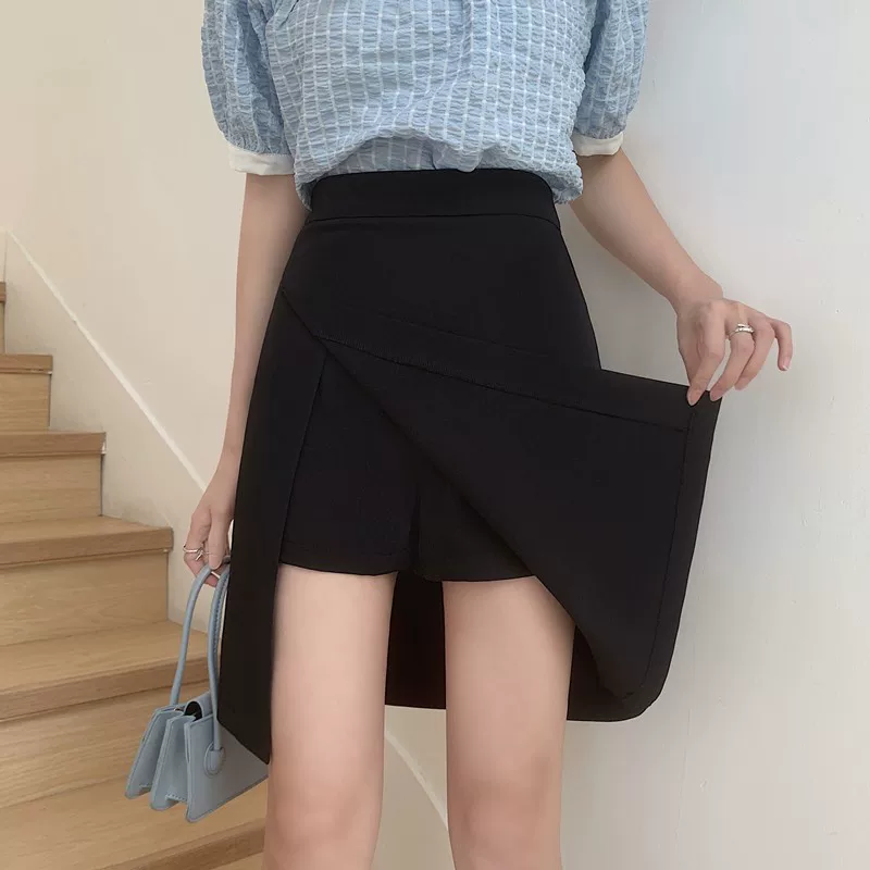 Váy midi xẻ tà nữ, quần váy bất đối xứng với thiết kế độc đáo, váy chữ A che bụng cho phụ nữ cỡ lớn, váy chống lộ.