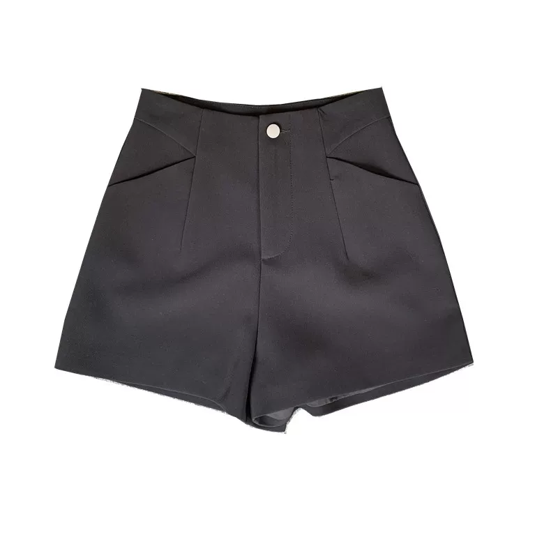 Quần short vest trắng cạp cao size lớn cho nữ 2025, quần ống rộng đen dáng rộng phong cách cao cấp, quần chữ A mặc thường ngày