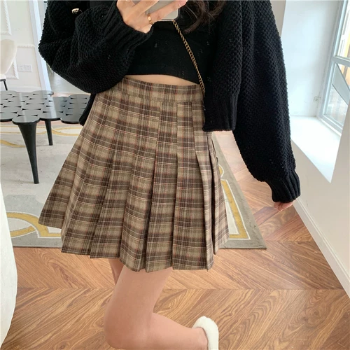 Chân váy xếp ly kẻ ca rô size lớn cho nữ 2025, chân váy kẻ ca rô cao cấp mới dành cho phụ nữ mũm mĩm, chất liệu thun co giãn, chống lộ, kiểu dáng chữ A, chân váy ngắn