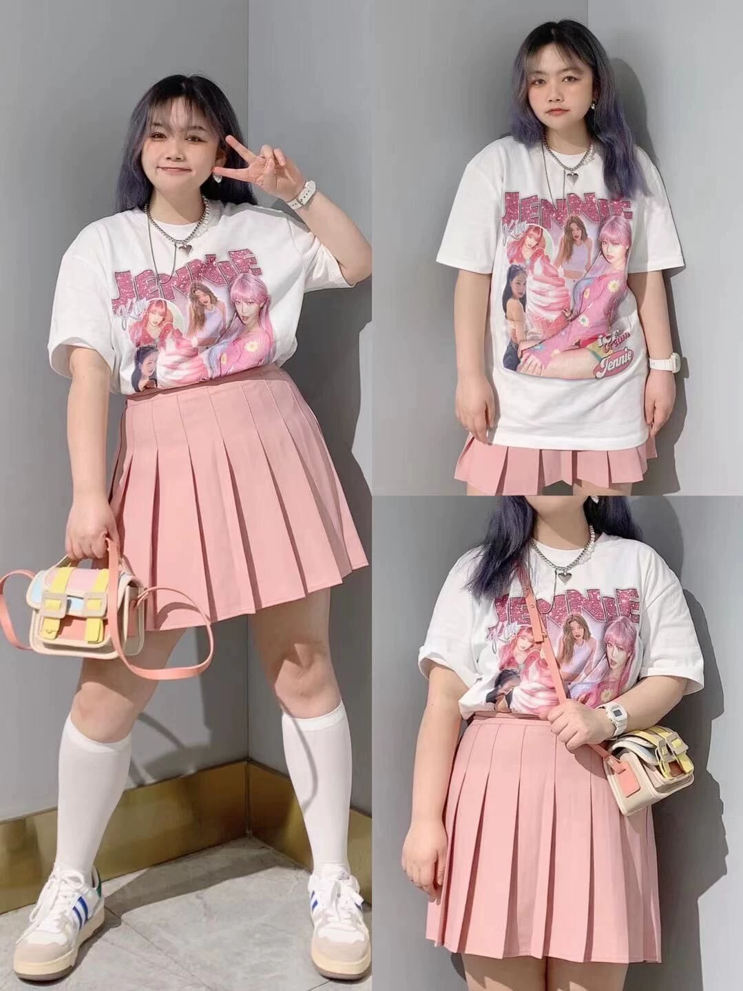 Váy xếp ly màu hồng dành cho nữ xuân hè 2025, kiểu mới, cạp cao, tôn dáng, ngắn, dáng chữ A, kiểu JK, nửa váy