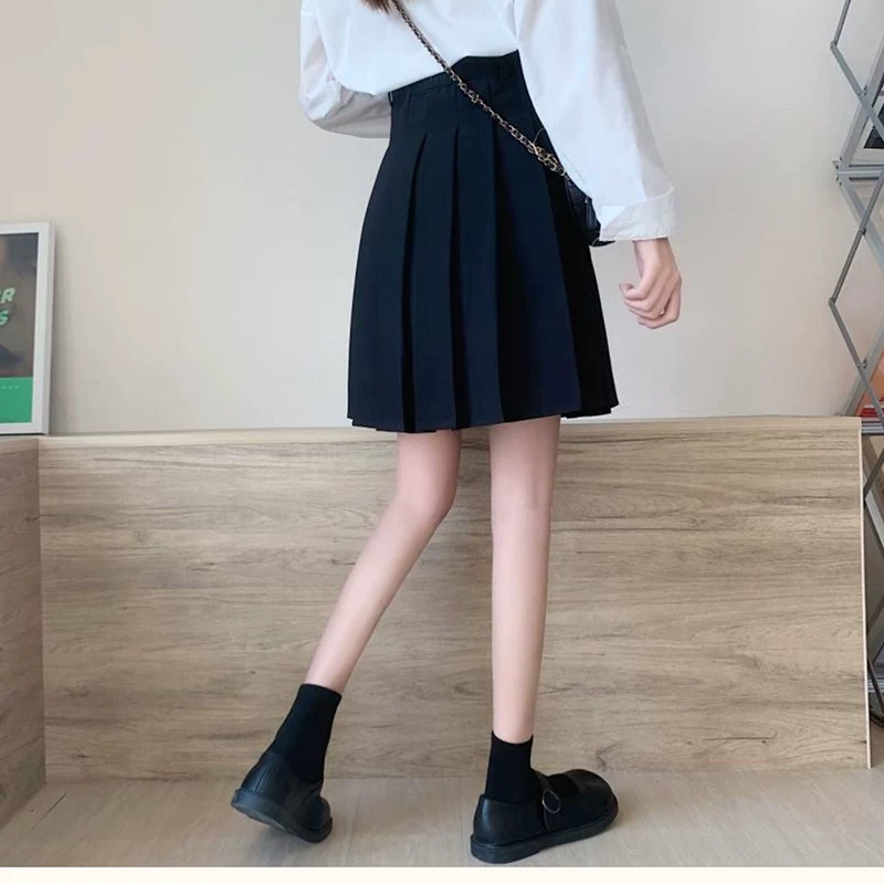 Váy xếp ly lưng cao dành cho nữ, mùa thu đông, cỡ lớn, váy ngắn chống lộ, váy dài vừa phải kiểu chữ A, váy phồng kiểu Pháp, váy nửa thân đa năng.