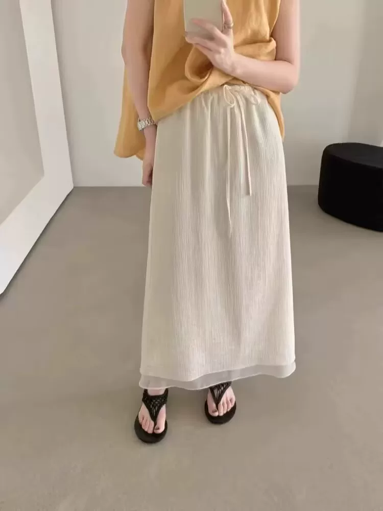 Váy midi màu trơn lưng cao, kiểu dáng mỏng nhẹ mùa hè, size lớn cho người dáng quả lê, váy thẳng, dài ngang đùi có đường xẻ phía sau, váy chữ A.