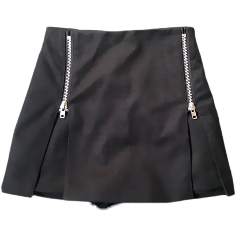 Váy ôm hông cho nữ, mùa xuân hè, xẻ tà, lưng cao, ôm dáng, váy chữ A không đều, quần váy cỡ lớn màu đen, váy ngắn