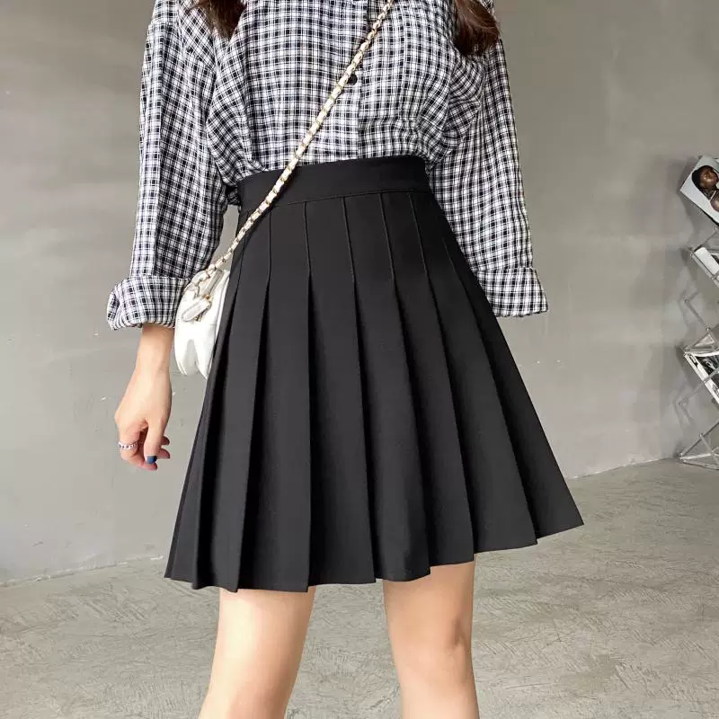 Váy xếp ly cỡ lớn, chống lộ, dành cho nữ mùa hè, váy chữ A dài vừa phải, cạp cao, tôn dáng, dành cho học sinh, váy ngắn JK, váy nửa thân.