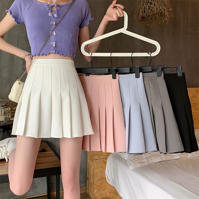 Váy xếp ly nữ, size lớn, dành cho người mũm mĩm, mùa xuân hè, cạp cao, phong cách preppy, dáng chữ A, váy ngắn kiểu JK mới năm 2023