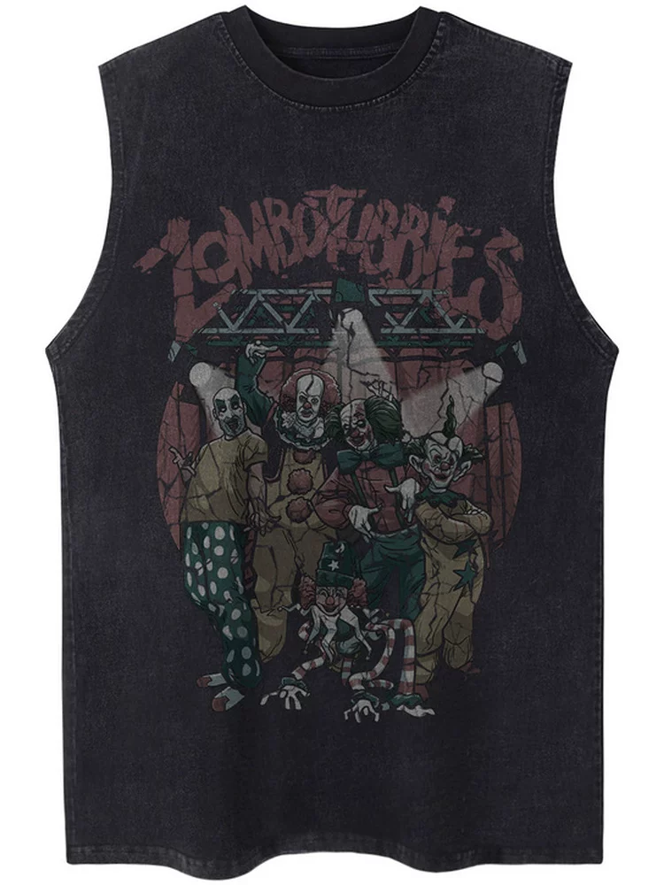 Ảnh nhóm chú hề từ sao Hỏa phong cách retro kiểu Mỹ in cá tính áo vest không tay dáng rộng cỡ lớn