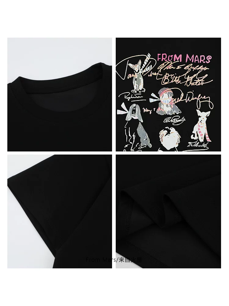 From Mars Extraordinary Appreciation American Retro Casual Cartoon Fun Print Loose Couple Áo thun ngắn tay mùa hè
