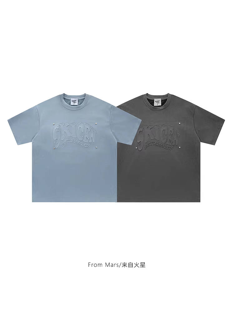 Từ sao Hỏa, chạy theo ước mơ, thương hiệu thời thượng Áo thun ngắn tay đính kim loại in 3D, dáng rộng, giản dị, đa năng, dành cho các cặp đôi.