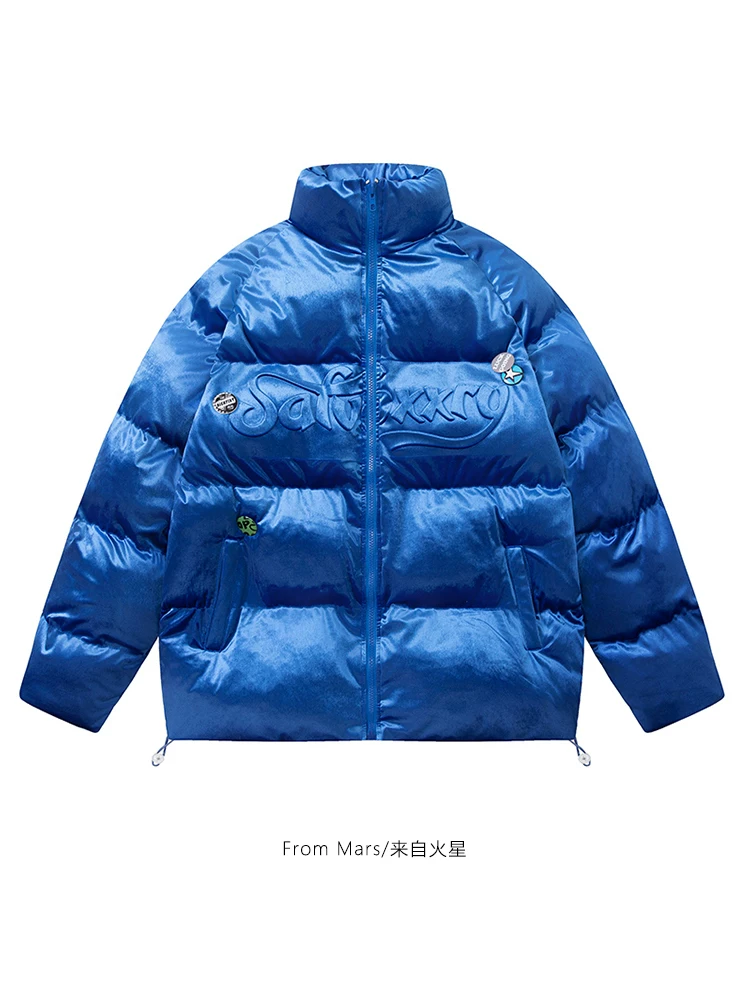 Từ sao Hỏa sẽ đi cùng bạn trong mùa đông. Áo khoác cotton đa năng, màu trơn, cổ đứng, phong cách Mỹ, hợp thời trang dành cho nam và nữ.