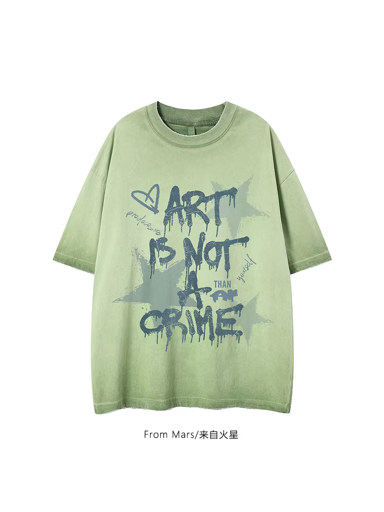 From Mars có phong cách độc đáo, thời trang đường phố cá tính, áo thun ngắn tay in họa tiết ngọt ngào và cá tính BF.