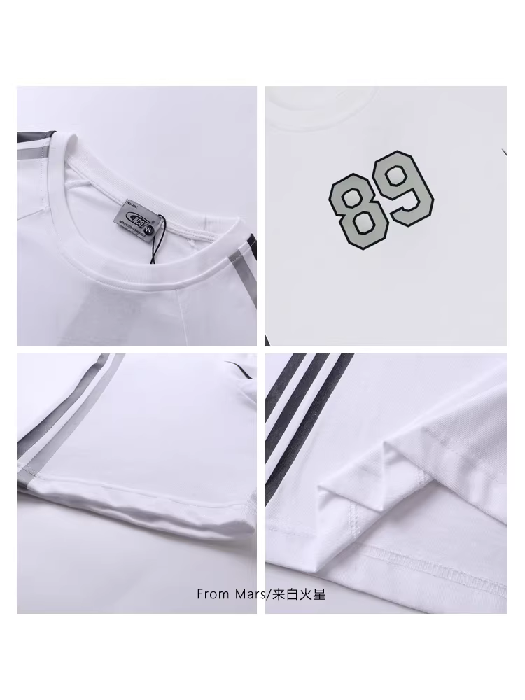 Từ sao Hỏa Áo thun thể thao cổ điển kiểu dáng thể thao cổ điển của Mỹ, cổ tròn, tay ngắn, phong cách lười biếng mùa hè dành cho nam và nữ