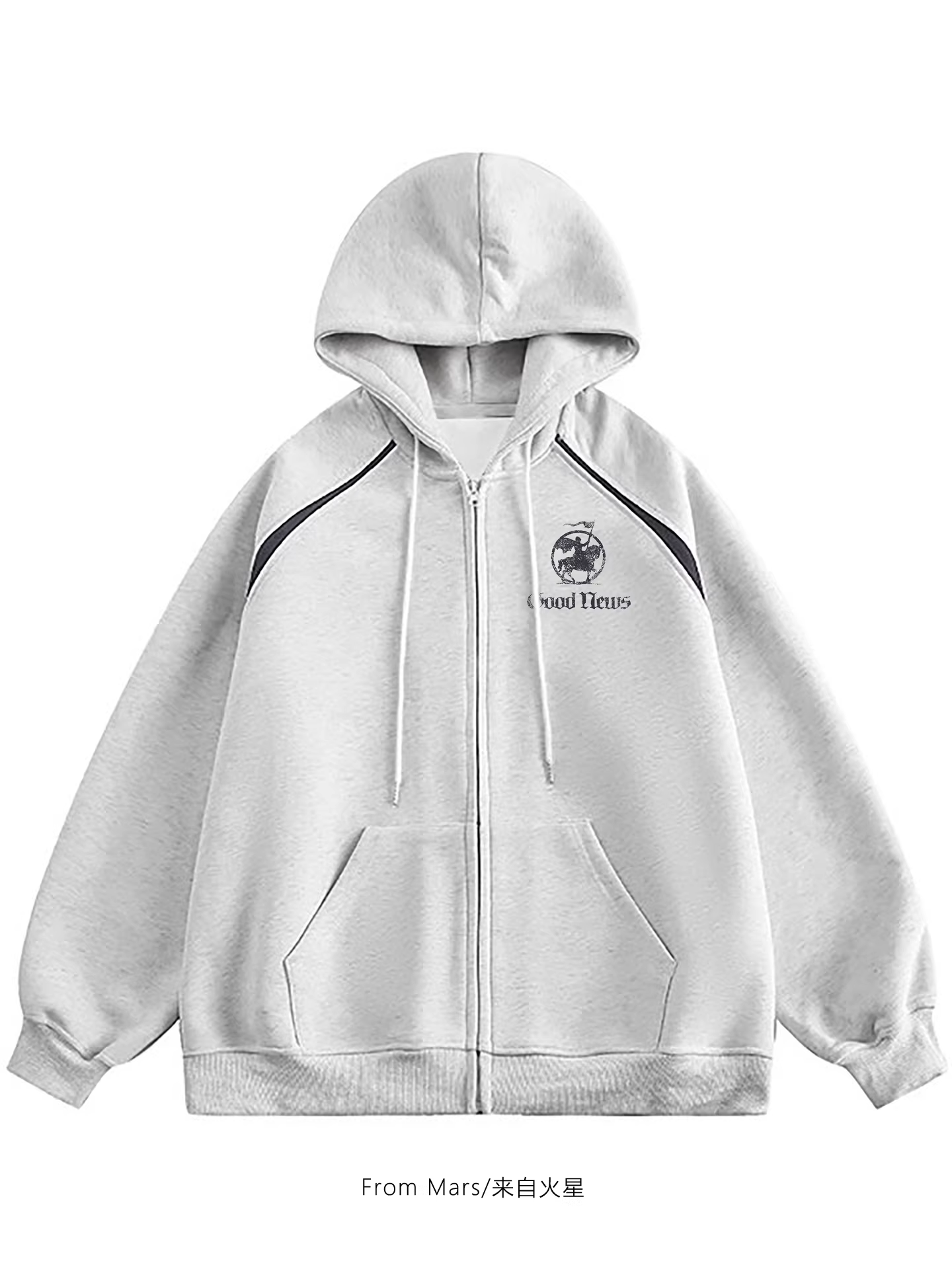 From Mars Hello, áo hoodie có mũ trùm đầu kiểu dáng cổ điển, rộng rãi, thoải mái