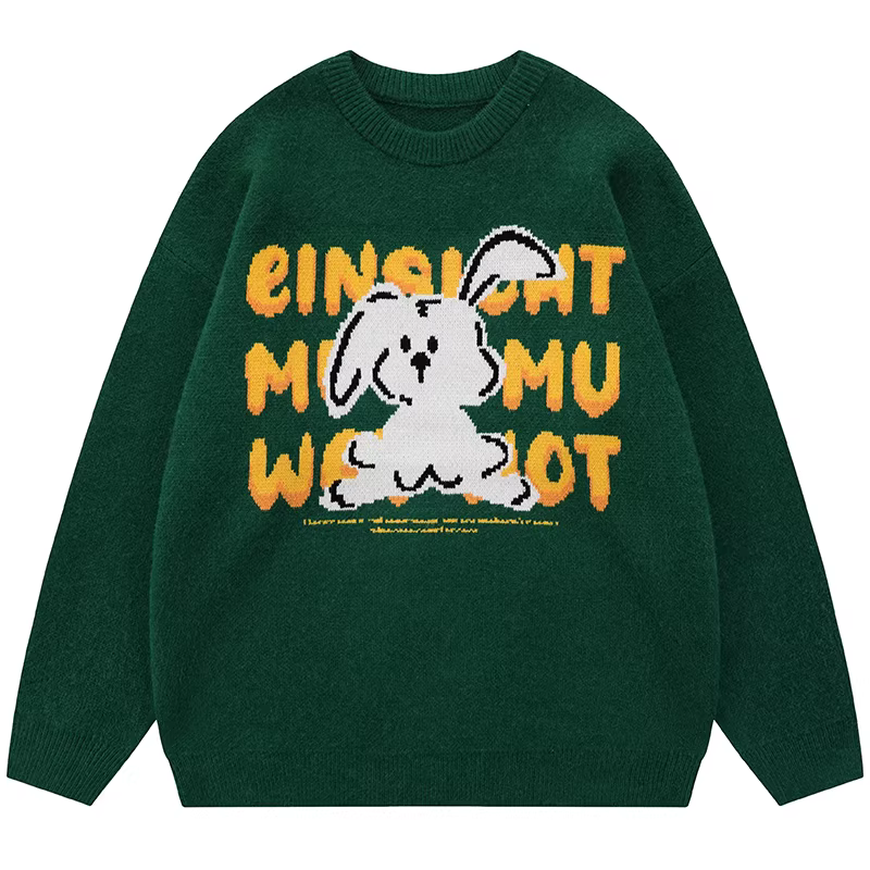 Áo len dệt kim in hình thỏ Mars Split dáng rộng