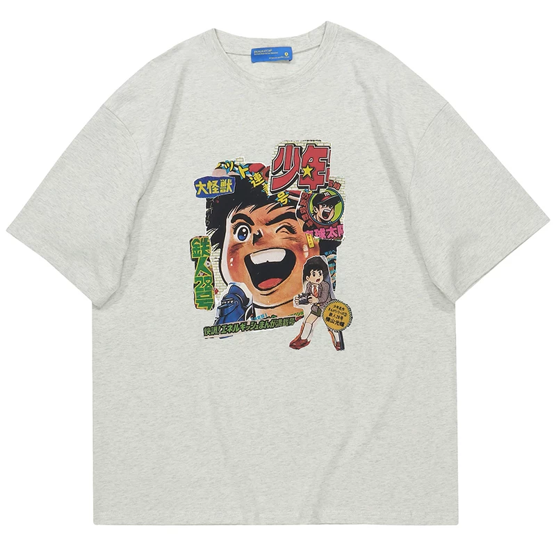 Từ sao Hỏa Baseball Boy Nhân vật hoạt hình Nhật Bản Áo thun in hình Unisex Ins tay ngắn cổ tròn dáng rộng