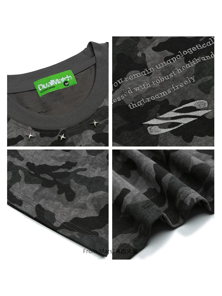 From Mars Free Flowing Summer Camouflage Print Áo thun ngắn tay dáng rộng đa năng in họa tiết mùa hè dành cho cặp đôi BF