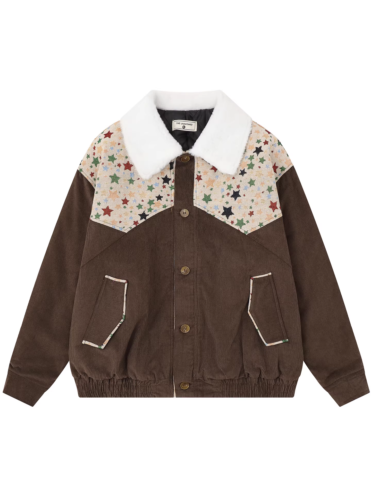 Từ Mars Áo khoác cotton nhung kẻ sọc thời thượng, không rõ nét