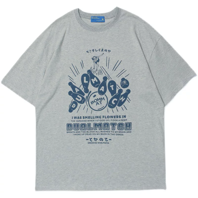 Áo thun oversize dáng rộng phong cách retro cổ điển của Mỹ, thương hiệu thời trang mùa hè, tay ngắn, in hình quả bóng chày từ sao Hỏa