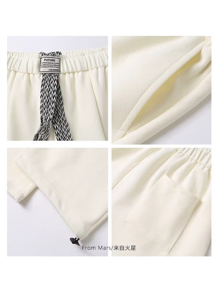 Quần jogger ống rộng dáng thẳng màu trơn đơn giản có dây rút xu hướng thời trang thương hiệu Mars Memory Deepening