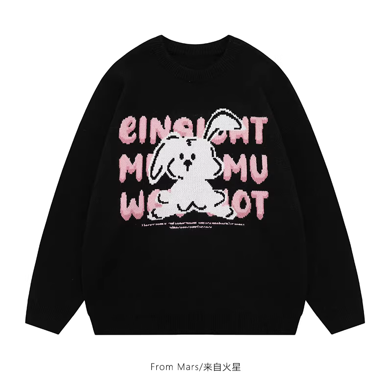 Áo len dệt kim in hình thỏ Mars Split dáng rộng