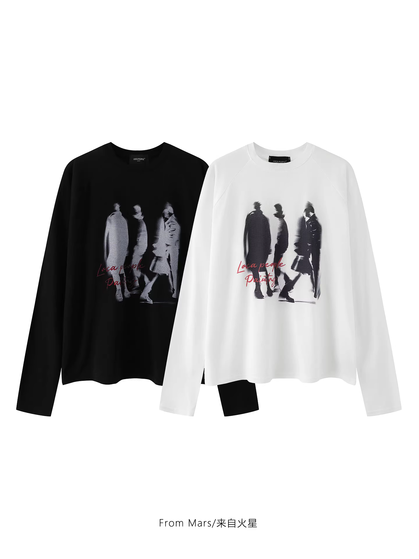 Từ sao Hỏa, nhiều mẫu áo thun dài tay in hình mờ theo phong cách cổ điển Mỹ dành cho nam và nữ, kiểu dáng rộng rãi và giản dị theo phong cách BF.