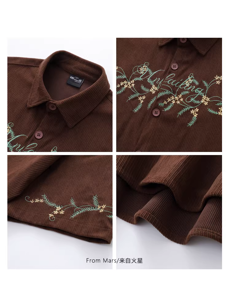 From Mars Floral Summer Light Xu hướng quốc gia Retro Floral Vine thêu mùa hè Áo sơ mi ngắn tay đa năng mới rộng rãi