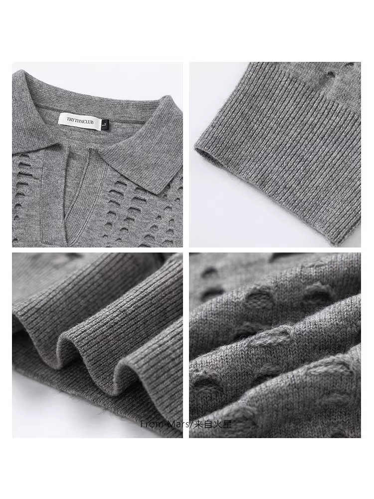 Từ sao Hỏa đến nơi đúng hẹn, thiết kế rách theo phong cách Mỹ, áo len dệt kim dáng rộng cổ điển đa năng màu trơn.