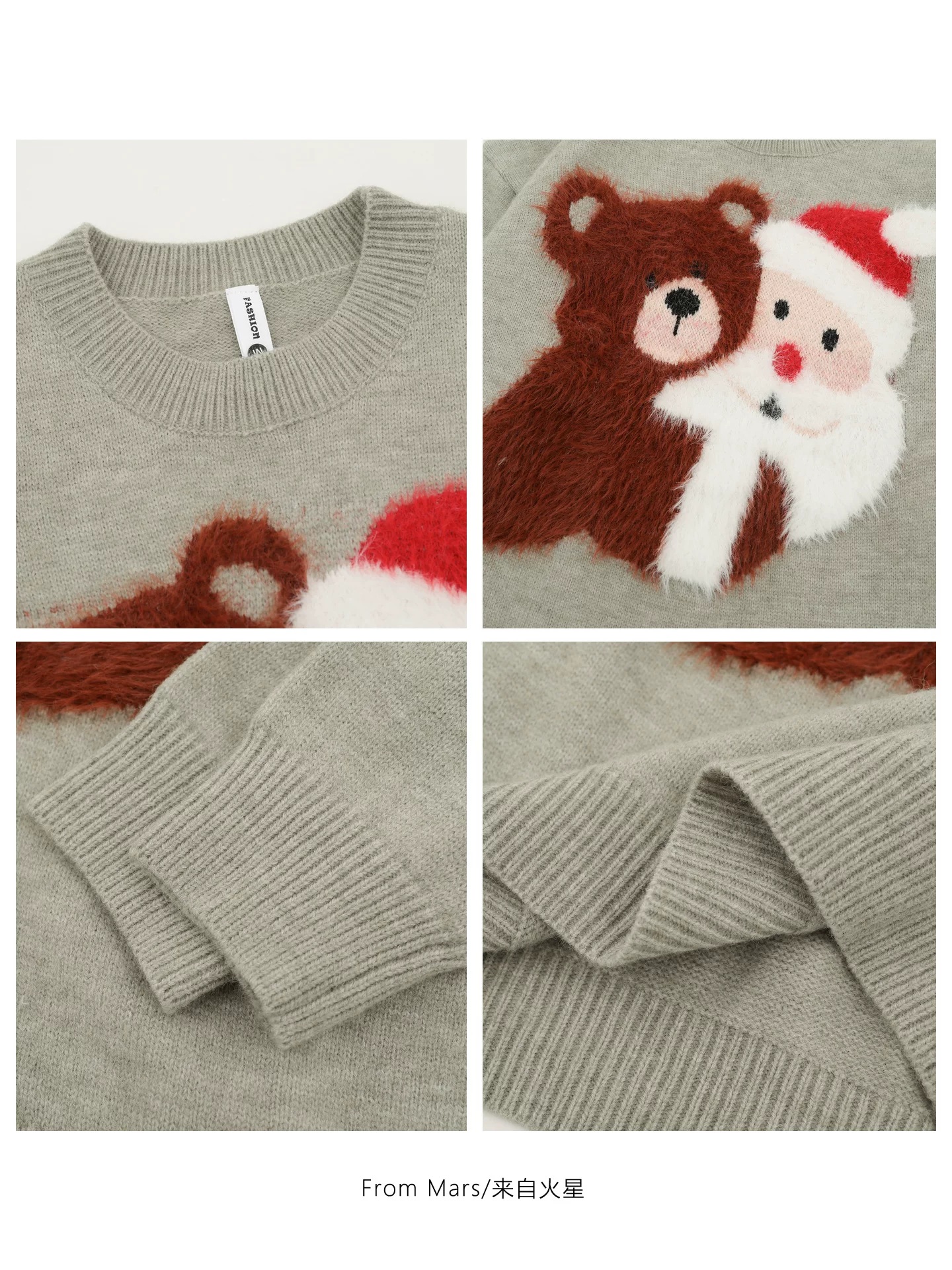 Từ sao Hỏa Màu sắc tương phản Thời trang Áo len cổ tròn mềm mại dài tay dáng rộng Unisex Áo len dệt kim