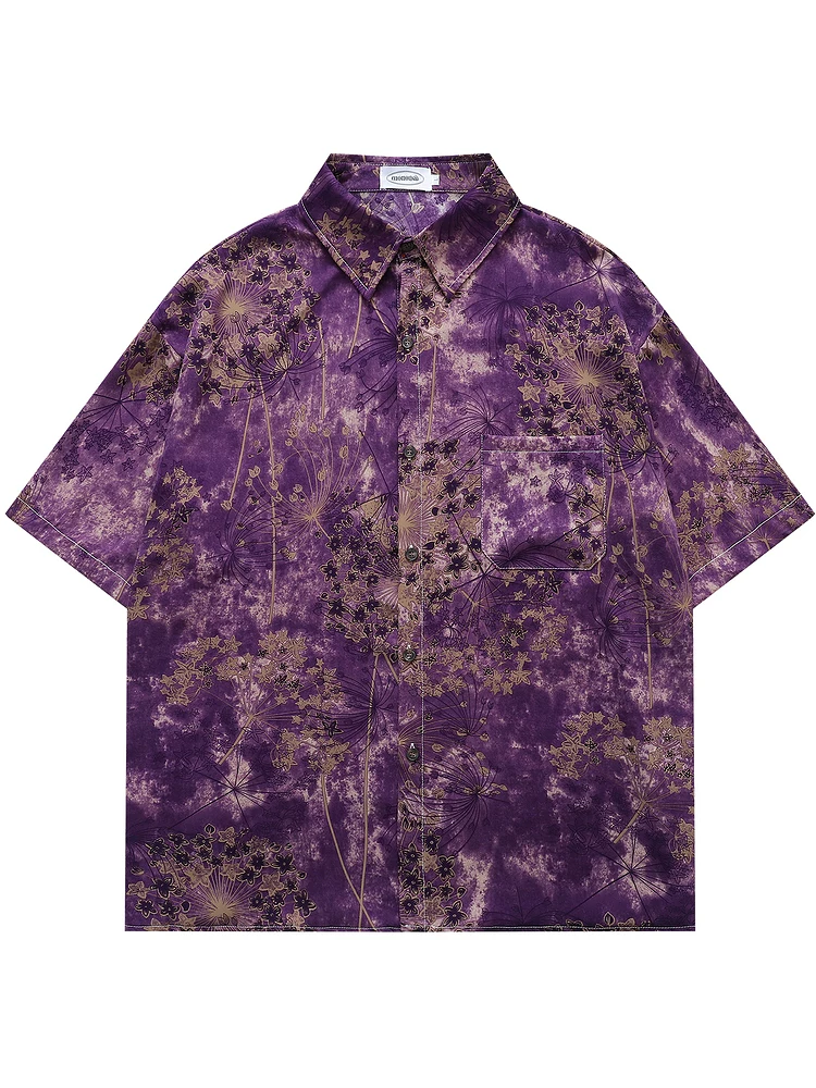 From Mars Floral Sea Freeze Frame Xu hướng quốc gia Retro In họa tiết toàn thân Thiết kế mùa hè Áo sơ mi hoa ngắn tay dáng rộng độc đáo