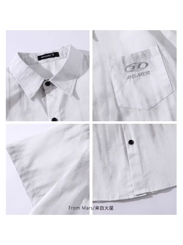 Từ sao Hỏa đã trôi qua quá nhiều thời gian Thiết kế thương hiệu hợp thời trang có cổ áo sơ mi ngắn tay dáng rộng kiểu cổ điển mùa hè
