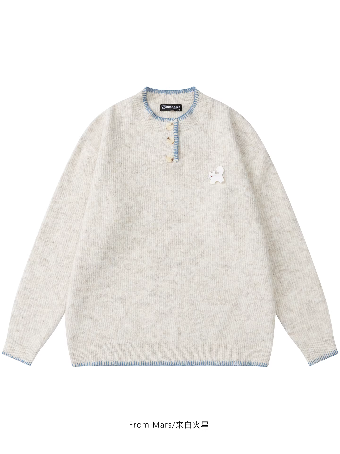 From Mars Hidden Kitten Design Ins-style Áo len dệt kim kiểu Hàn Quốc dáng rộng thời trang giản dị Unisex BF