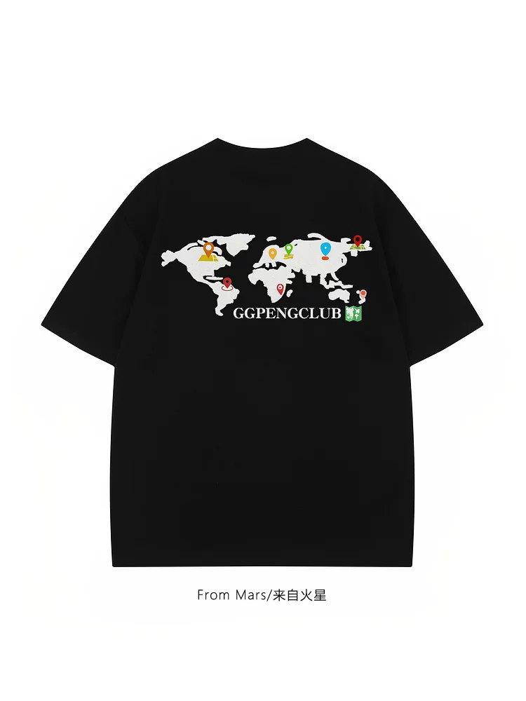 From Mars Mark each spot Xu hướng quốc gia thời trang mùa hè cổ điển áo thun unisex tay ngắn dáng rộng phong cách giản dị